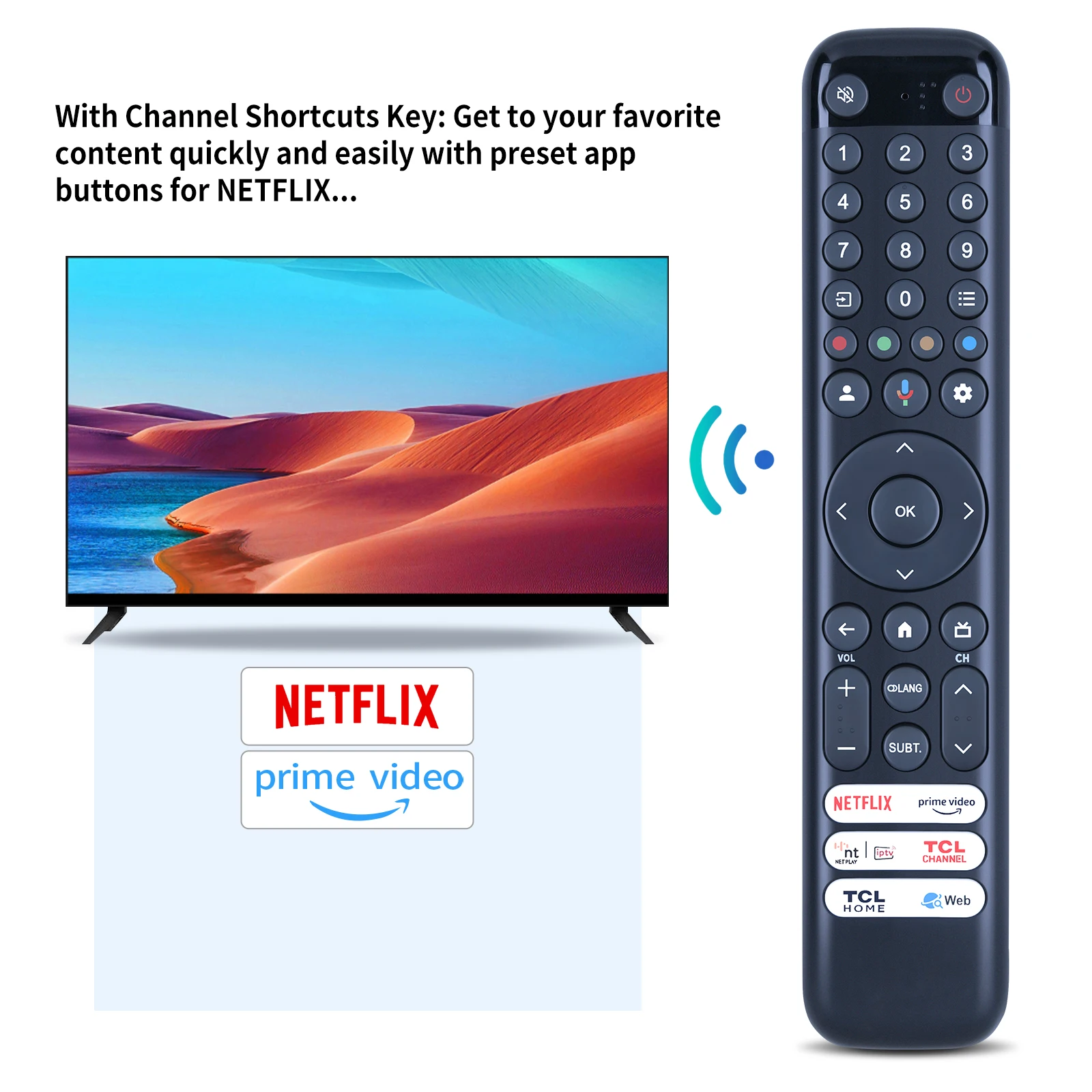 New RC833 GMB1 Remote Control For TCL Smart TV without Voice