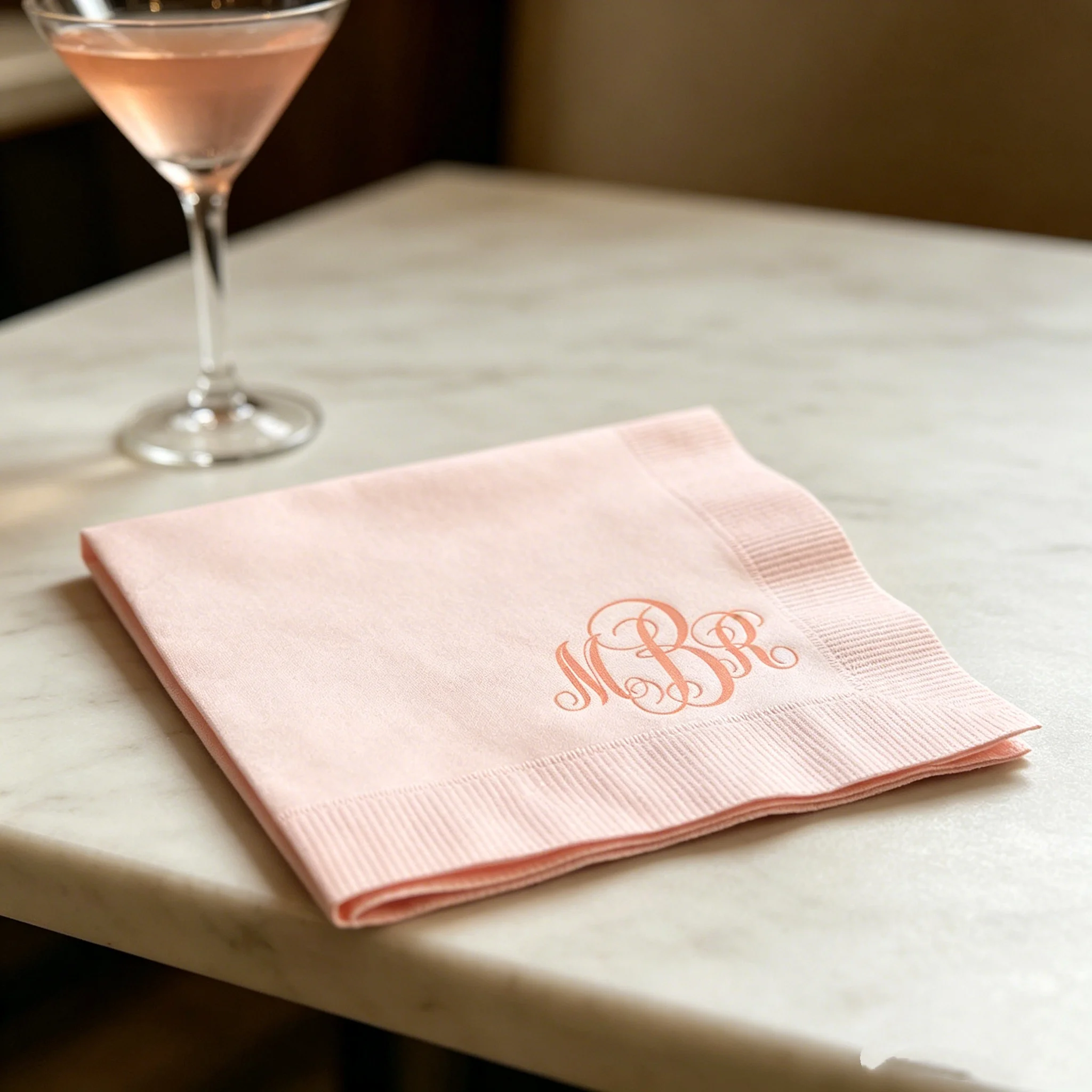 

50pcs Custom Monogrammed Napkins, Personalized Initials Printed Disposable Cocktail Napkins, Multi-Colors Available, for Wedding