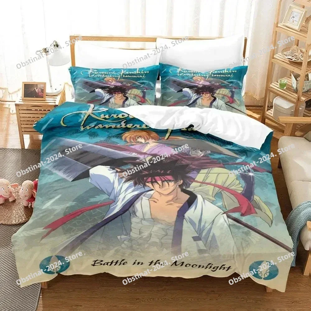 

Anime Rurouni Kenshin Bedding Set Printed single Comforter Quilt Bed Cover Duvet Cover Pillow Case 3 Pieces Sets Kids Adult Size