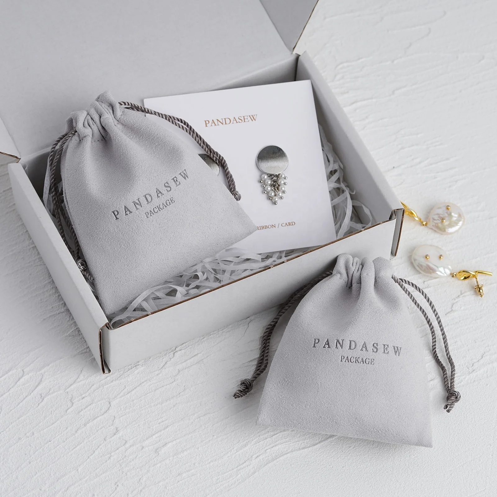 

Gray Microfiber Drawstring Bag, Jewelry Pouch, Gift Packaging, Wedding, Birthday , Shower, Engagement, Custom Logo, Luxury, 50Pc