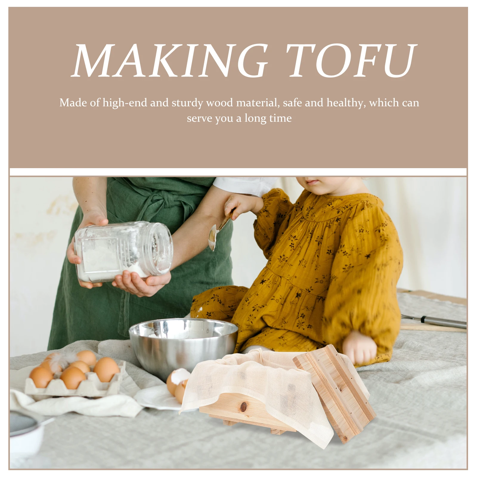 

Tofu Mold Making Tool Compact Lightweight Easy Use Safe Healthy Wood Material Household Tofu Maker Press Case Gifts
