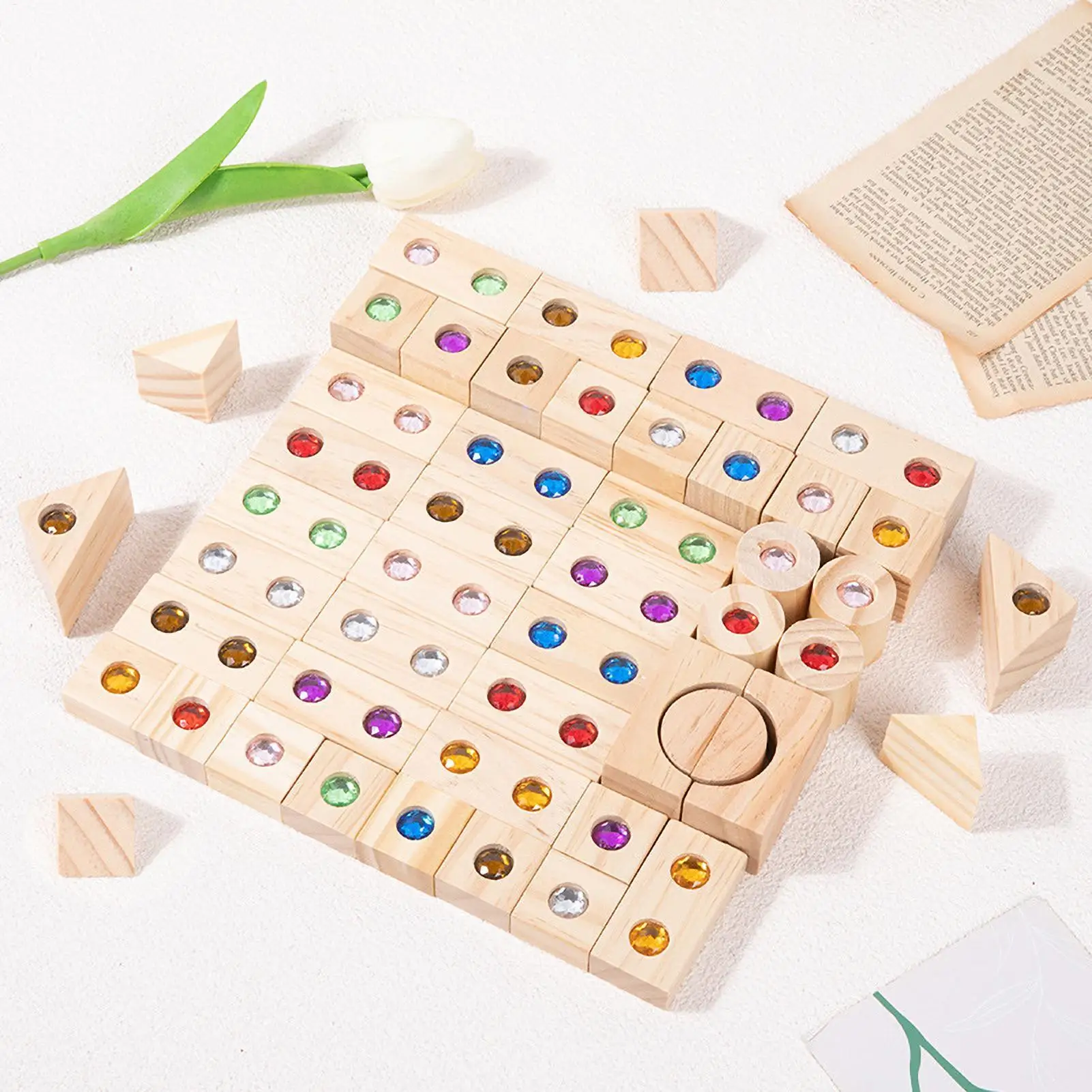 Rainbow Stacking Block Rainbow Stacking Cube Toy Set Rainbow Stacking Tower Game Acrylic Block Construction for 3 Years Old