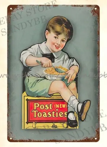 Post Toasties cereal little boy metal tin sign house wall art