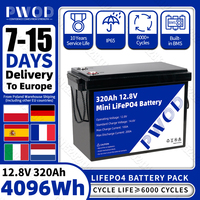 PWOD EU Stock LiFePo4 Battery 12V 320Ah with 4S 200A BMS 6000Cycle Lithium Iron Phosphate Battery Grade A For Camping EV RV BOAT