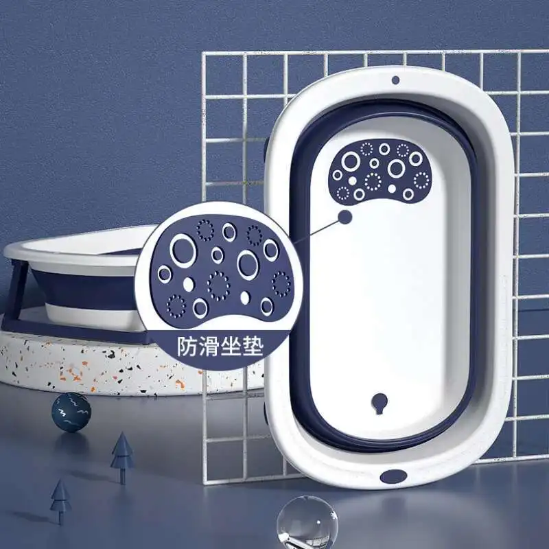 

0-8year Home Large Baby Bathtub Can Sit Can Lie Bath Tub Convenient Folding Bathroom Barrel Non-slip Cushion Bath Bucket