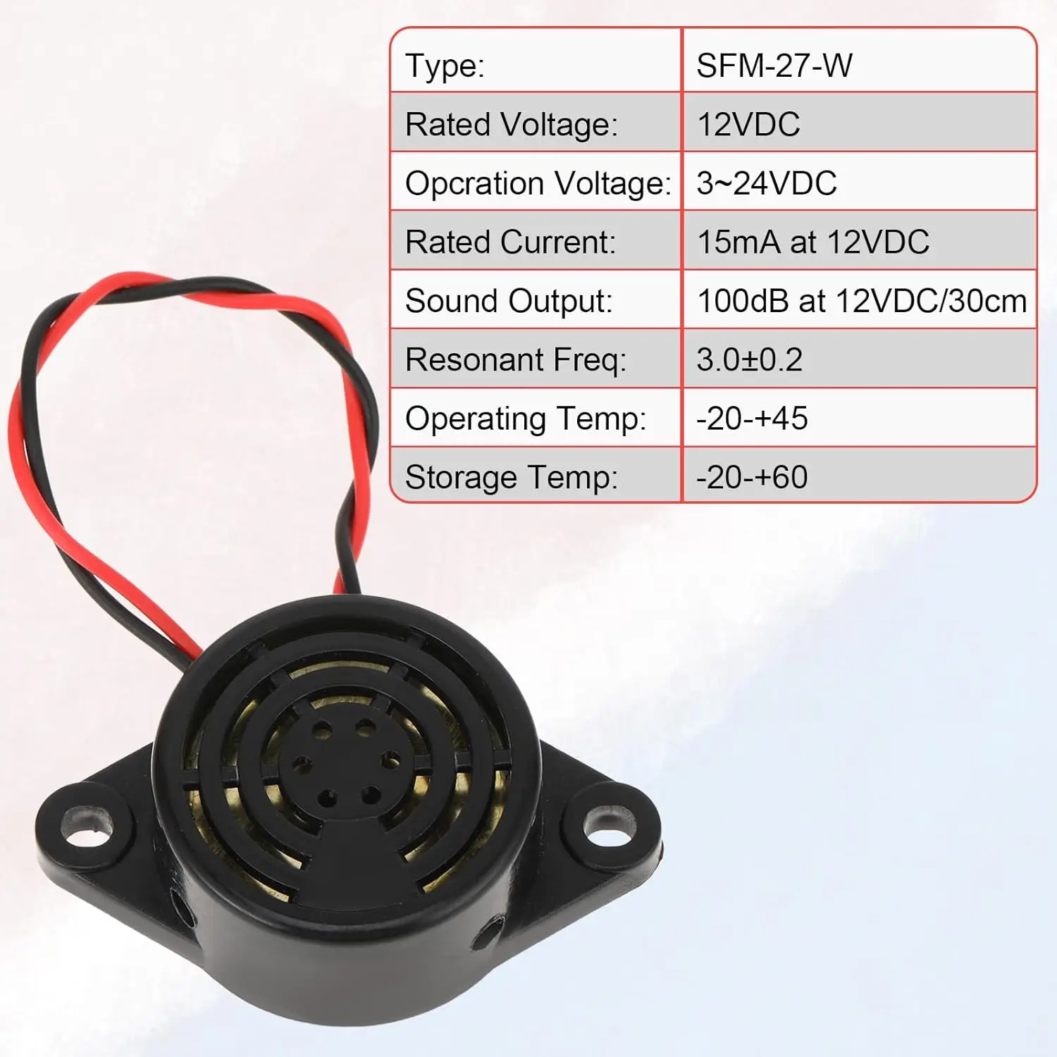 1PC High Decibel 100dB Electronic Buzzer Alarm DC3V-24V Beep Tone Ringer Continuous Sound for Arduino Car Van