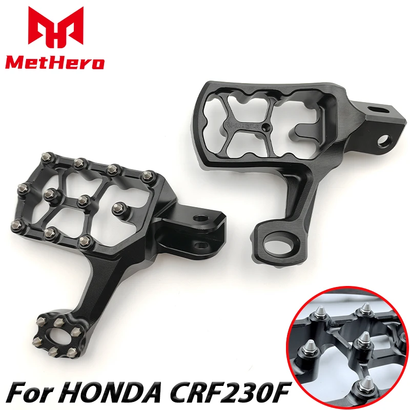 Stainless Steel Shark Teeth Extender Wide Fat Footrest Foot Pegs For HONDA CRF230F CRF 230F 2003- 2018 2019 2020 2021