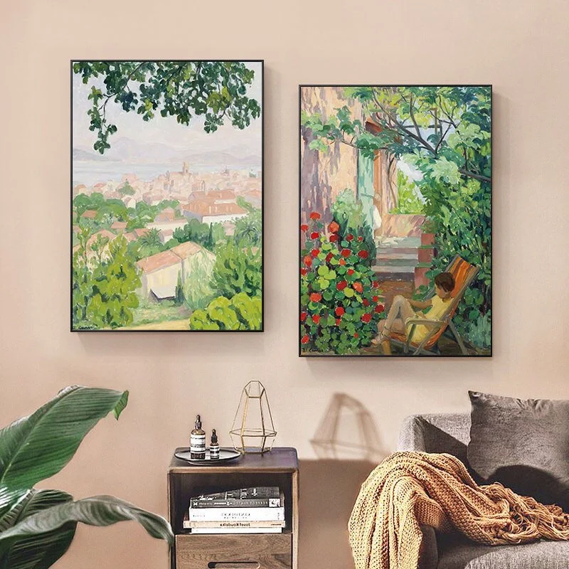 

Impressionism Landscape Oil Painting Decorative Painting Green Fields Room Decor Poster Arte De Pared Home Decorations