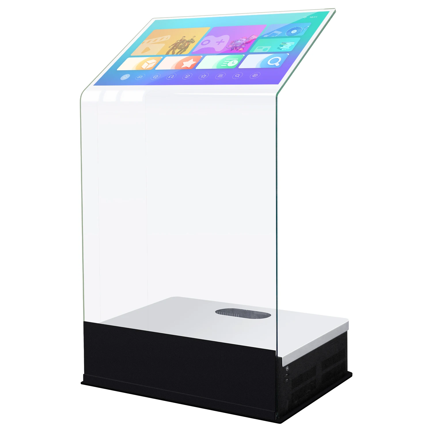 30-Inch tempered glass touchscreen modern interactive transparent podium meeting