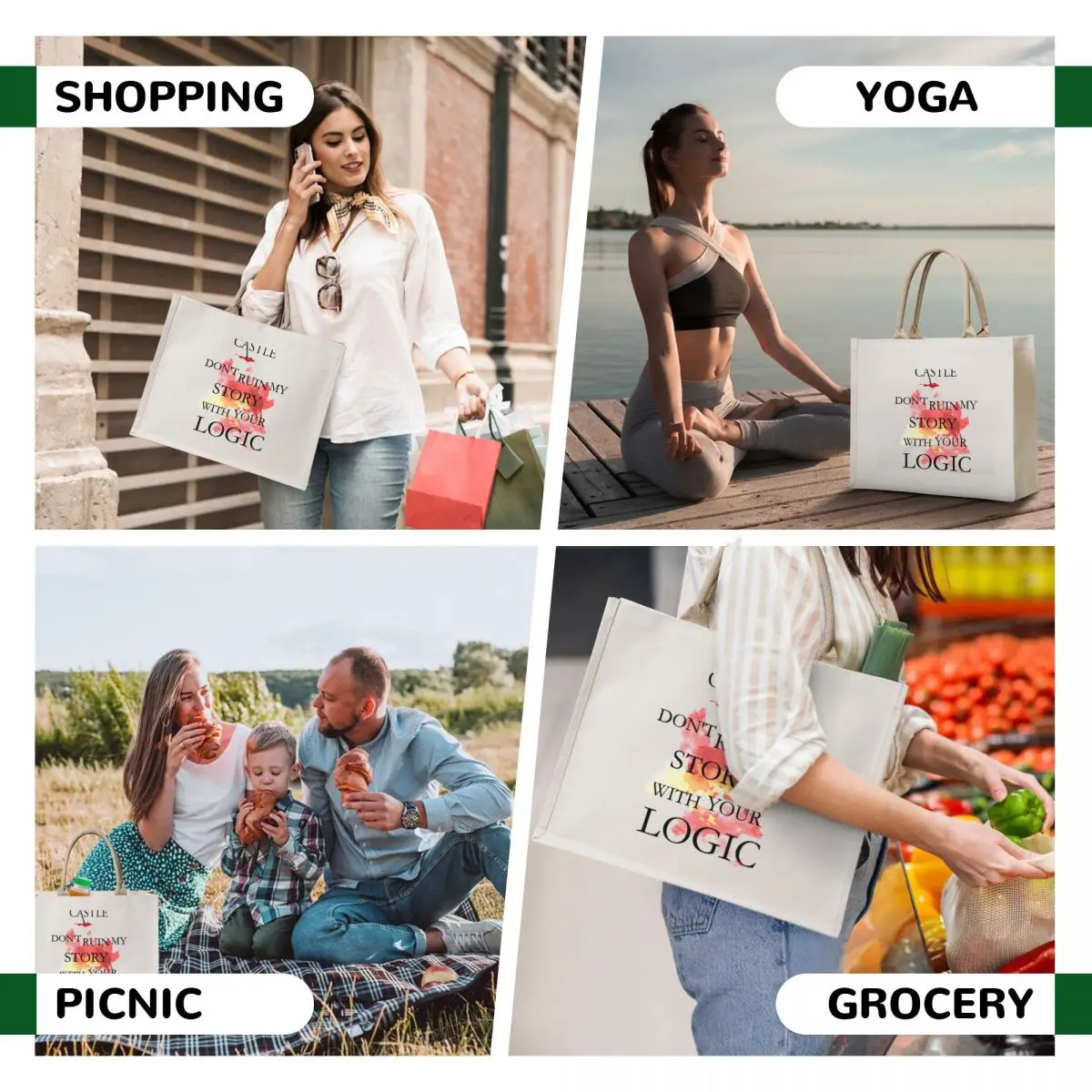 Castle _quot_Don_t Ruin My Story With Your Logic_quot_ Tote Bag women bag sacs de shopping bag luxury women