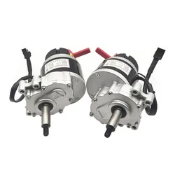 250w 24v Low Speed Brush Motor With Electromagnetic Brake And Hand Brake, Screw Thread Longer Shaft, DC Gear Brushed Motor