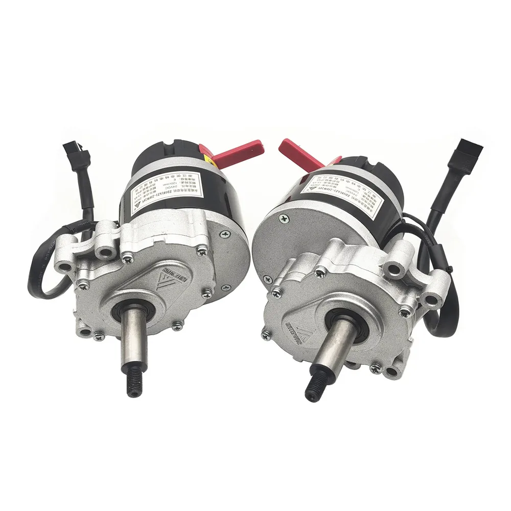 250w 24v Low Speed Brush Motor With Electromagnetic Brake And Hand Brake, Screw Thread Longer Shaft, DC Gear Brushed Motor