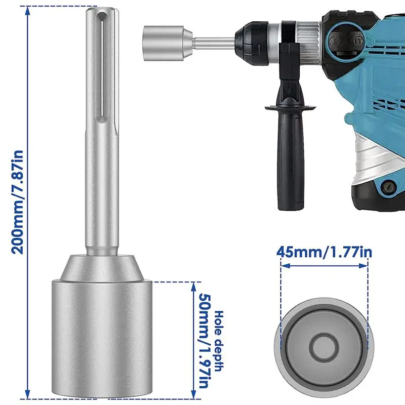 #53B (Silver)SDS-Max Ground Rod Driver, Heavy Duty Steel Drill Bit Driver(1.77 In),Tools & Building Supplies