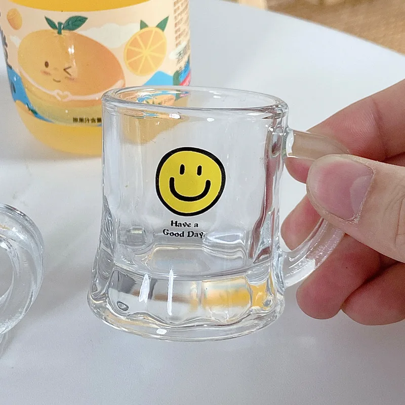 Korean Instagram style Soju Cup Mini Coffee Fruit Wine Business Reception Home Cartoon Smiling Face Pattern Small Gift