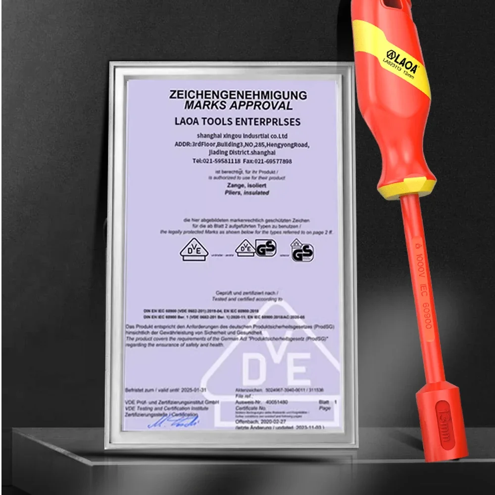 VDE Insulated Socket Screwdriver Multifunctional Hexagonal Socket Wrench Driver Electrician Specific Withstand 1000V