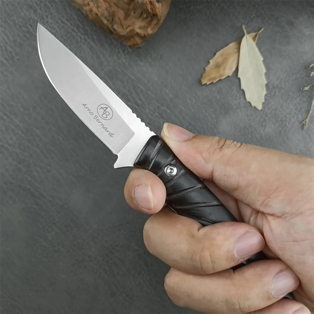 Cuchillo de hoja fija Full Tang de 7 pulgadas con funda, hoja 5CR13MOV, mango de madera, transporte diario, equipo de autodefensa para caza para hombres