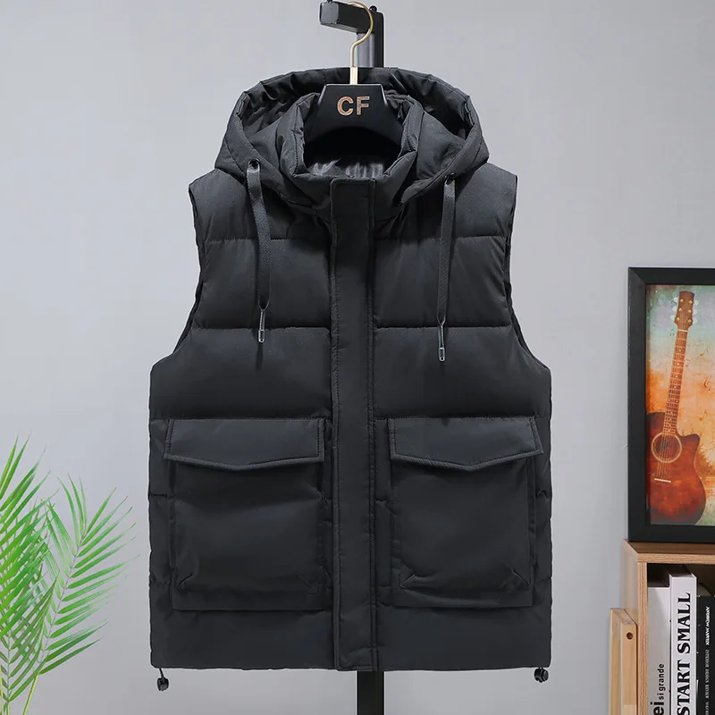 Men Vests Winter Sleeveless Jacket Cargo Boys Hoodies Thick Men\'s Clothing Plus Size 6XL 7XL 8XL Warm Male Waistcoat