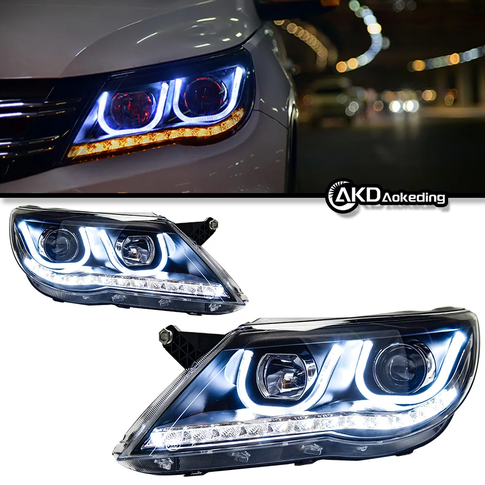 Car Lights For VW Tiguan 2007-2013 Car Styling LED Headlights Dynamic Signal Angel Eye DRL Automotive Accessory Type Bulb