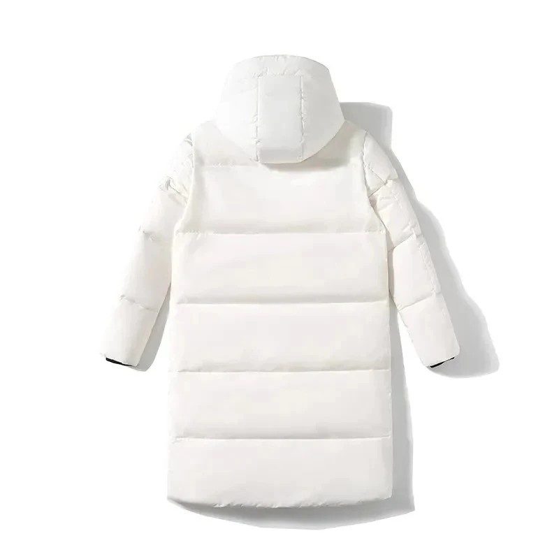 Winter Men's Fashion Hooded Down Jacket Long Casual Loose Warm Windproof Coat Men Solid White Duck Down Jackets Couple Outwear