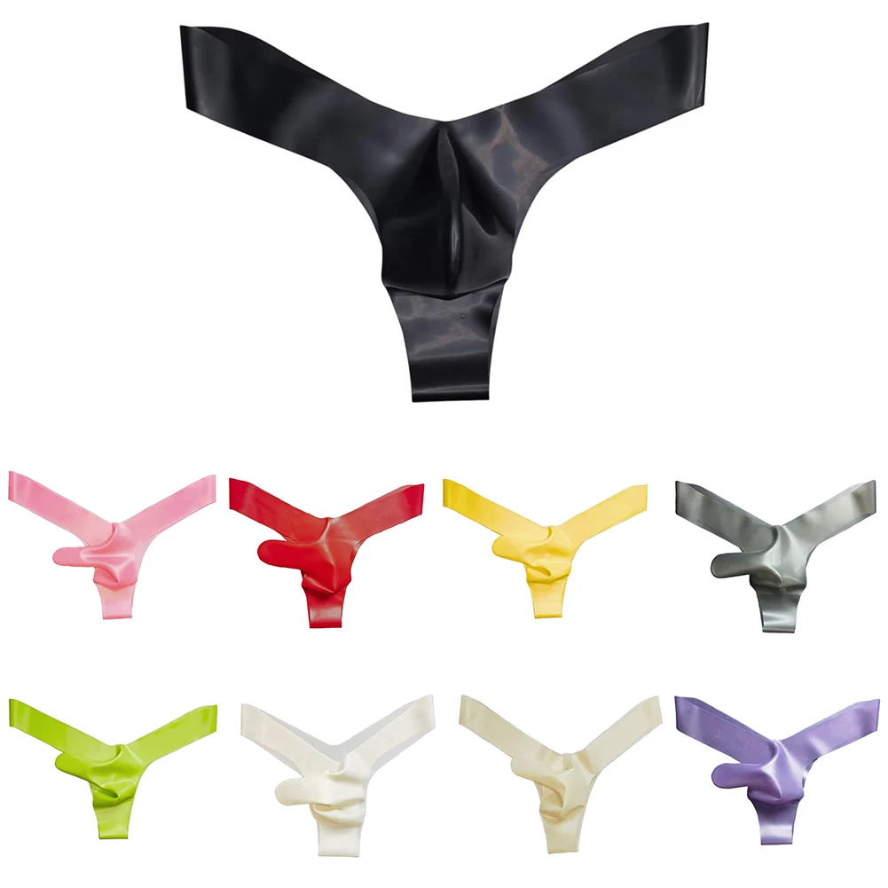 

Men Erotic Latex Underwear Rubber Elephant Nose Sexy Thongs G String Briefs Nightwear Safety Traceless Panties