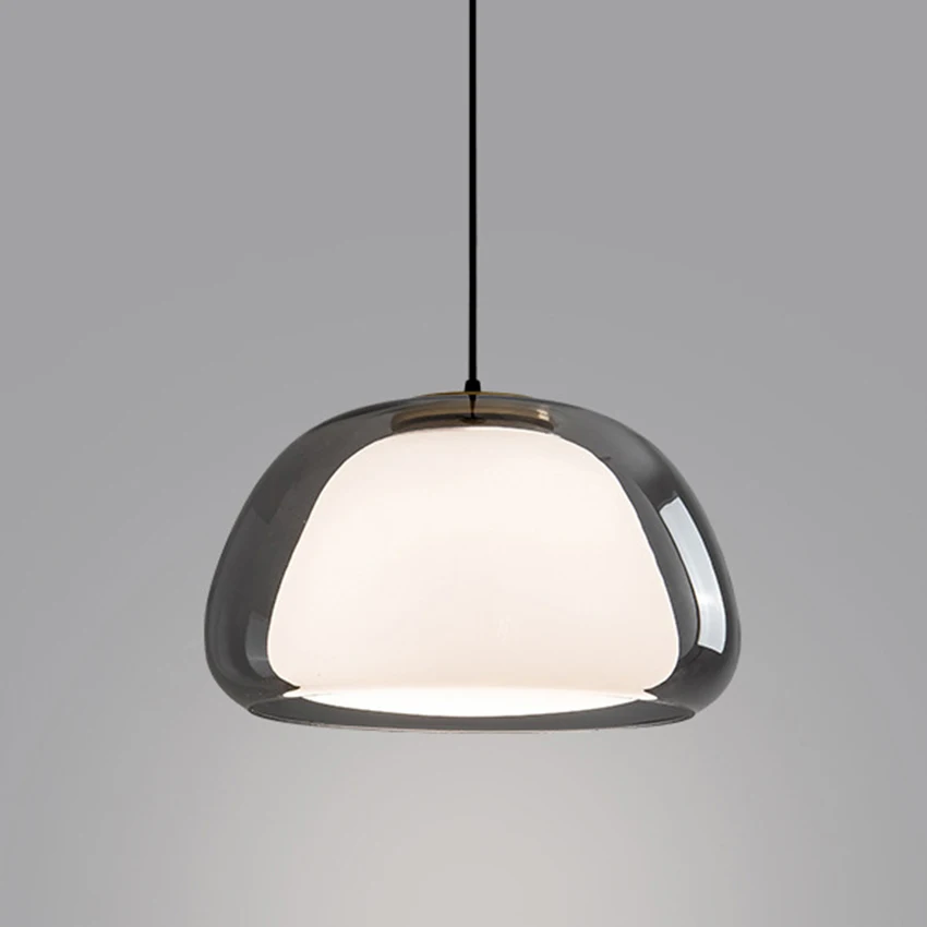 MZISOSOD Nordic Design glazen hanglamp voor eenvoudig leven, eetkamer, slaapkamer, dubbele glazen hanglamp, binnenverlichting