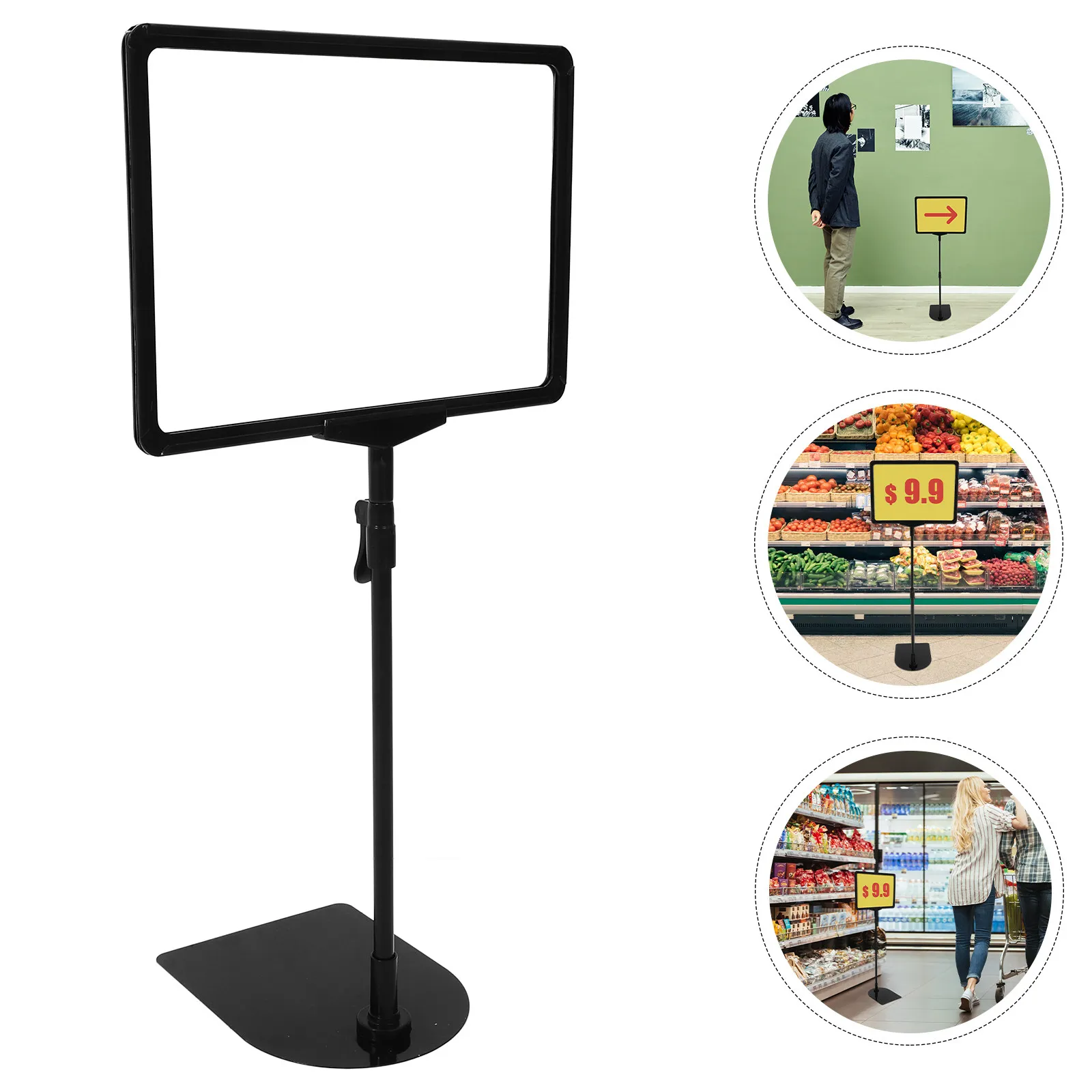 Professional Adjustable Height Poster Stand Stainless Sign Holder for Shops Cafes Exhibitions Poster Banner