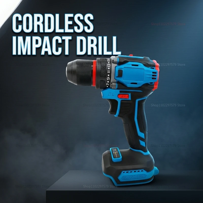 18V Brushless Cordless Drill and Screwdriver Impact Power Tool for Home DIY Professional Construction No Battery Included