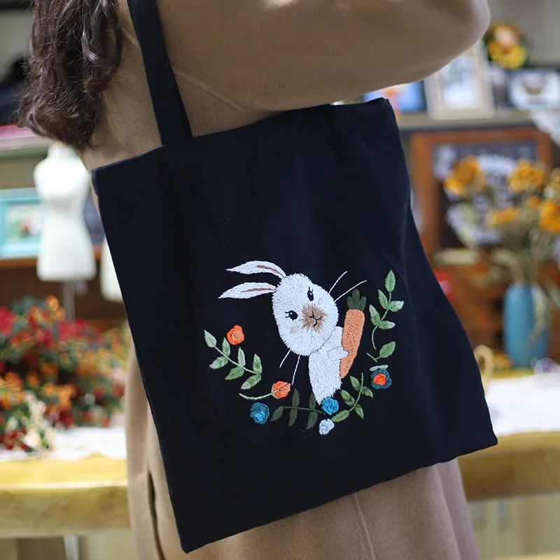 Original Suzhou Embroidery Canvas Bag DIY Kit - Beginner-Friendly Shoulder Bag Material Set with Traditional Stitching Patterns