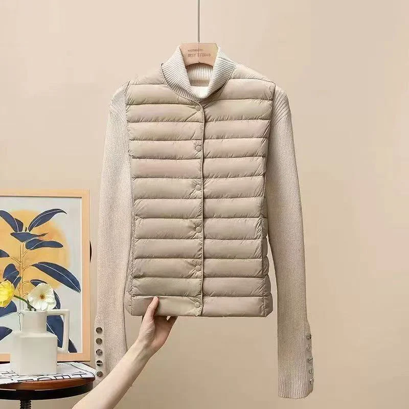 2025 novo ultraleve sem mangas colete de algodão feminino inverno embalável colete quente simples fino quente interior usar cardigan jaqueta senhora