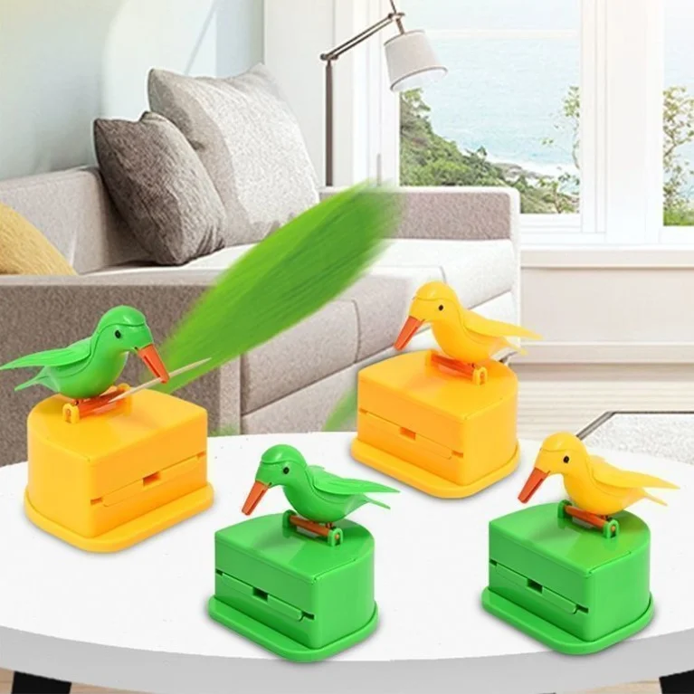 Toothpick Storage Box Container Automatic Toothpick Dispenser Desk Organizers Home Decor Creative Cute Little Bird Toothpick Box