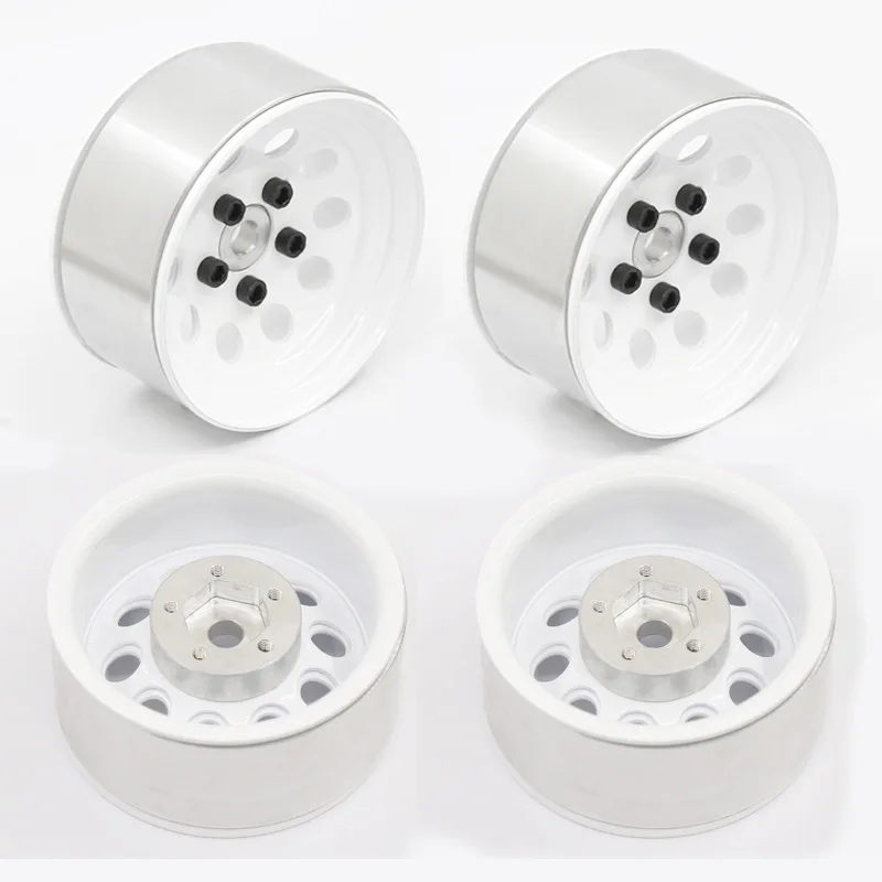 

4-Piece Set 1.9inch Rc Crawler Wheel Hubs, Silver, with Gold Bead Lock, Suitable for Axial Scx10 Iii 90046 / Trx-4 1/10 Crawler Car Upgrade Modification