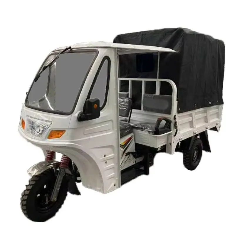 

ZONSEN Electric Passenger Rickshaw Cargo Tricycle White Body Cylinder Power Battery 3 Wheels Motor Fuel