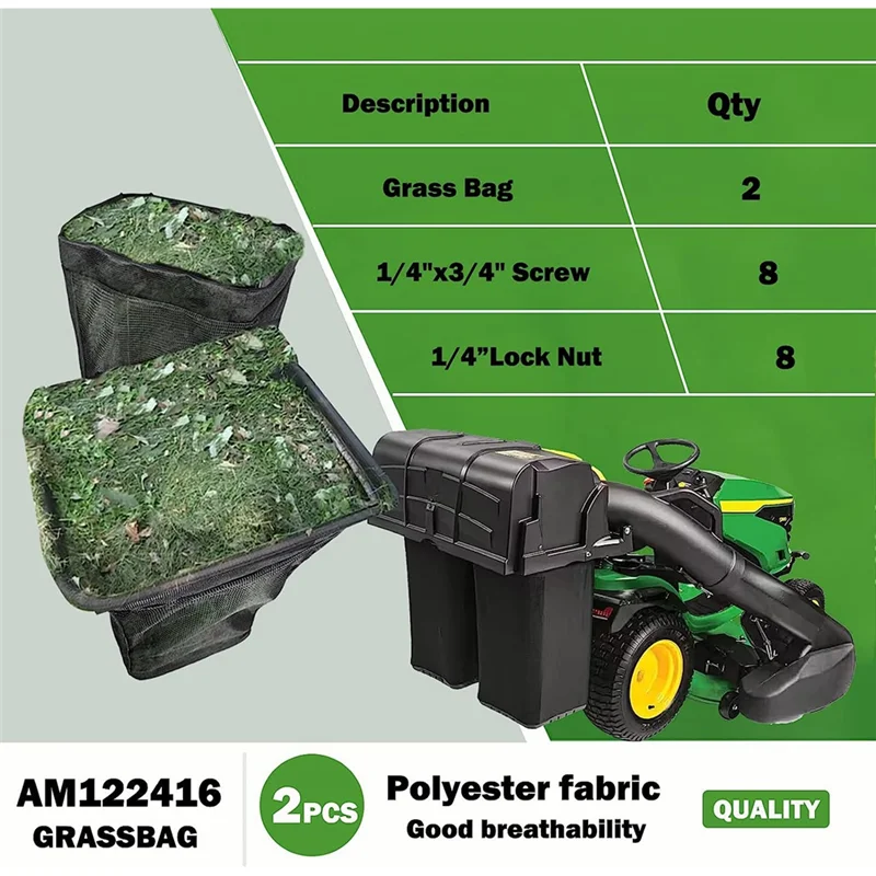 

AM101602 Lawn Mower Grass Bag Replacement Parts For John Deere 100 Series L110 X110 125 D100 LA120 Z225 Z245 Z425 Z445 , 2PCS-AB