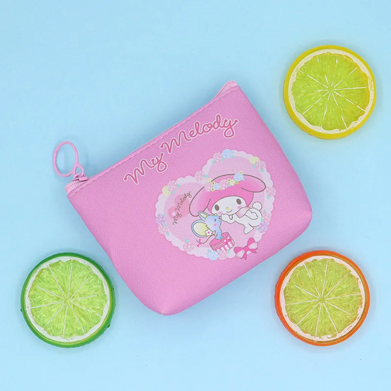 Original Sanrio Anime Wallet Hello Kitty Women\'s Bag Kulomi Melody Cinnamoroll Cartoons Mini Coin Purse Portable ID Card Holders