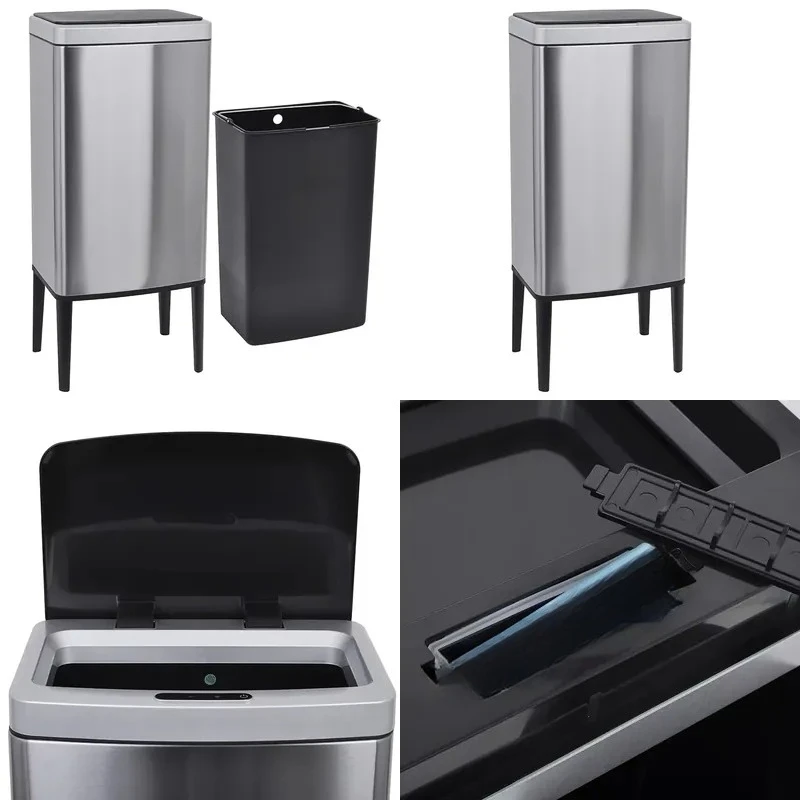 for Hangshao Rectangle Intelligent Automatic Trash Can Kitchen Living Room Hands-Free Sensor Trash Bin