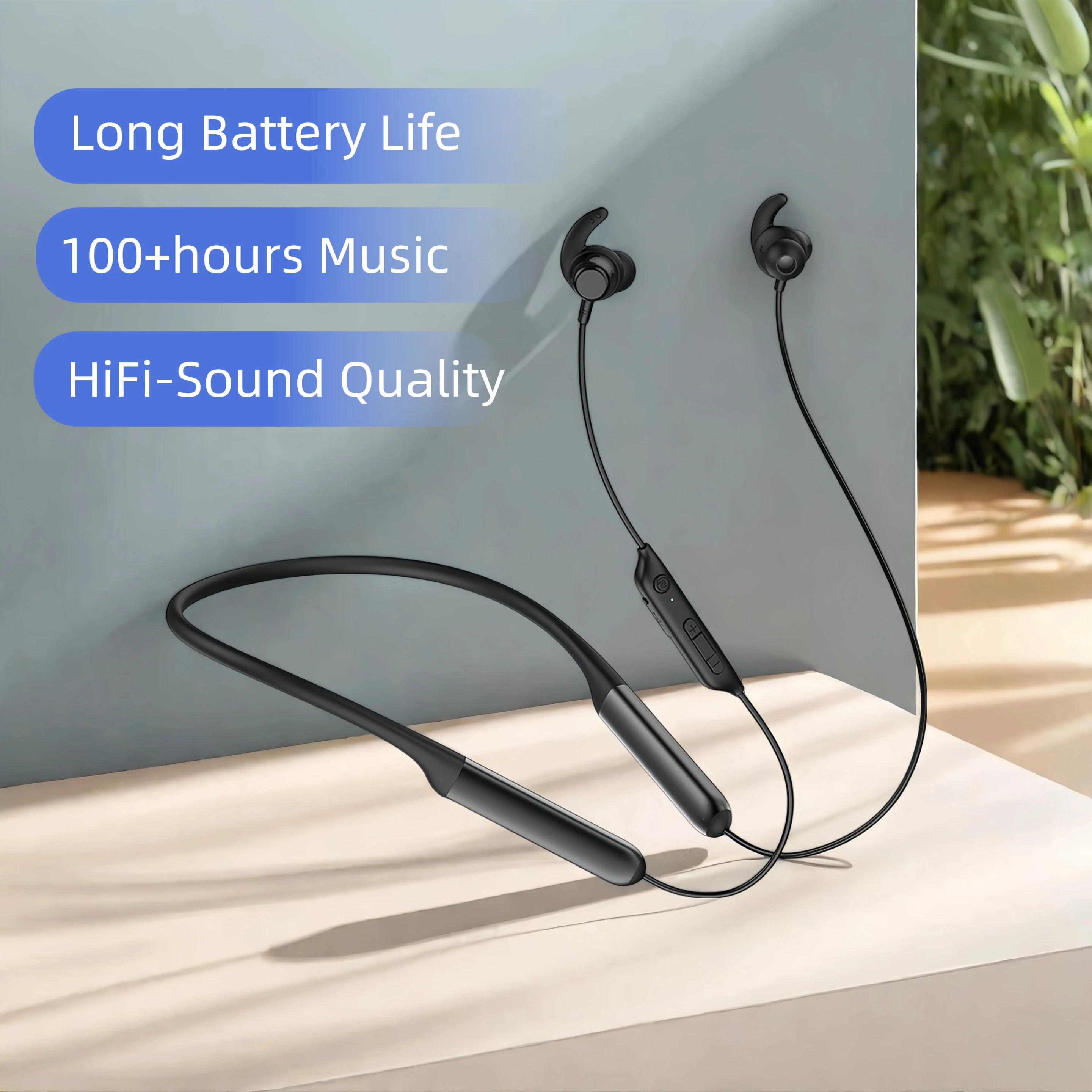 Nurati N1 BT Neckband Earphones with Clear Mic, Anti-Slip Texture Button Control, Sport Wireless Headphones for Running