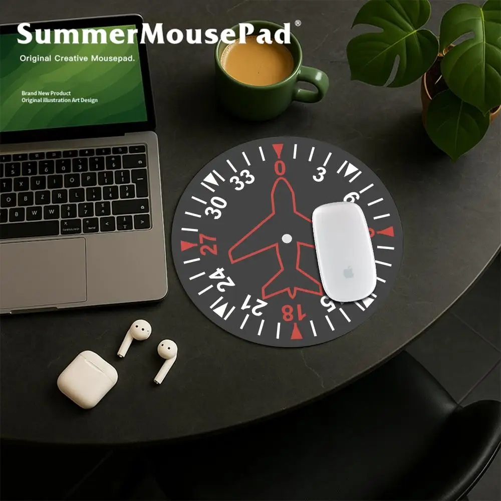 22x22 Mouse Pad Aviation Instrument Round Mouse Pad Desktop Computer Keyboard Wireless Mouse Boy Girl Gift for Play games