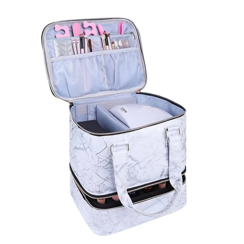 

Double Layer NailPolish Carrying Bag Waterproof PU Bag Holds 30 Bottles NailPolish Storage Box Case Portable