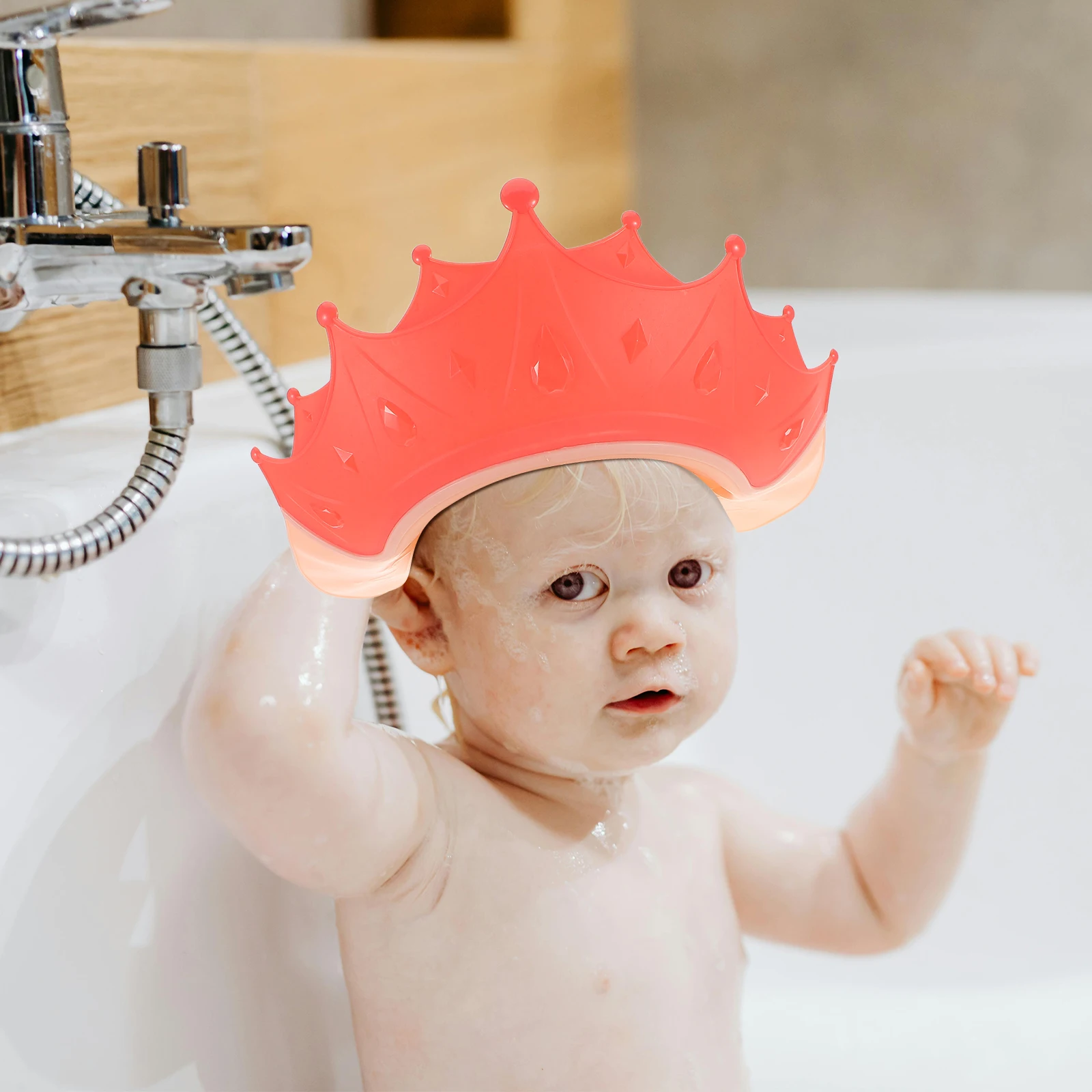 

2pcs Baby Bath Hat Shield For Kids Adjustable Toddler Shower 0-9 Years Hair Washing Cap Ear Eye Protection Soft Plastic Bathing