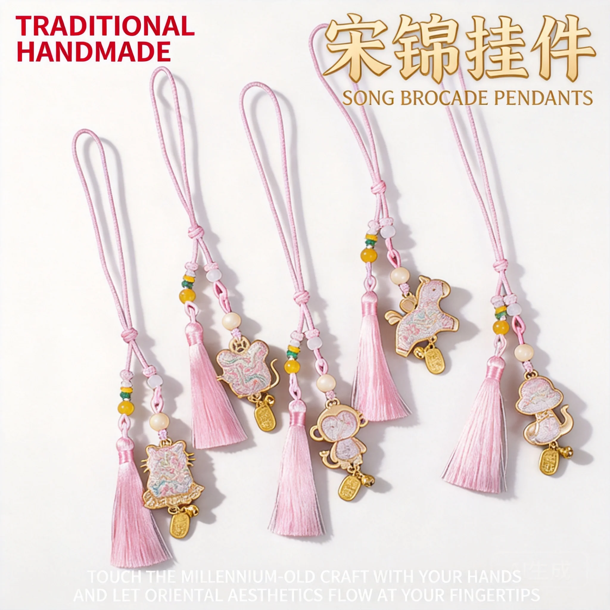 

Traditional Chinese Style 12 Chinese Zodiac Auspicious Song Brocade Diy Material Pack Tassel Keychain Pendant Car Hanging Orname