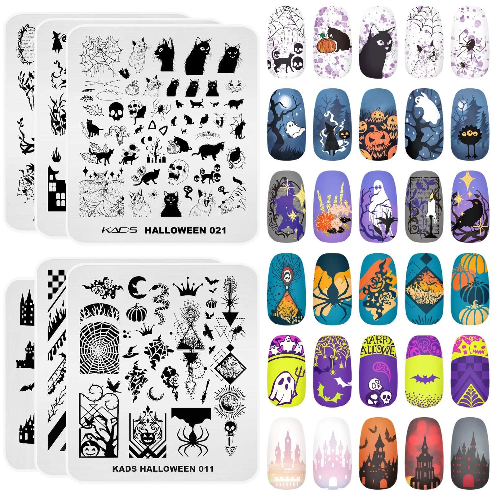 Nail Art Stamping Plate 6Pcs Flower Christmas Halloween Image Template Printing Design UV Gel Stamper Polish Nail Art DIY Supply