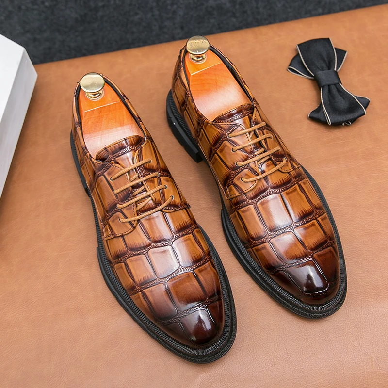 New Brown Derby Shoes for Men  Lace-up Round Toe Business Men's Formal Shoes Size 38-44 Mens Shoes