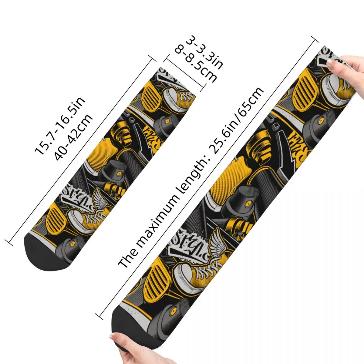 Vintage Urban Design Elements Men's Socks Graffiti Art Pattern Unisex Novelty Pattern Printed Happy Crew Sock Gift