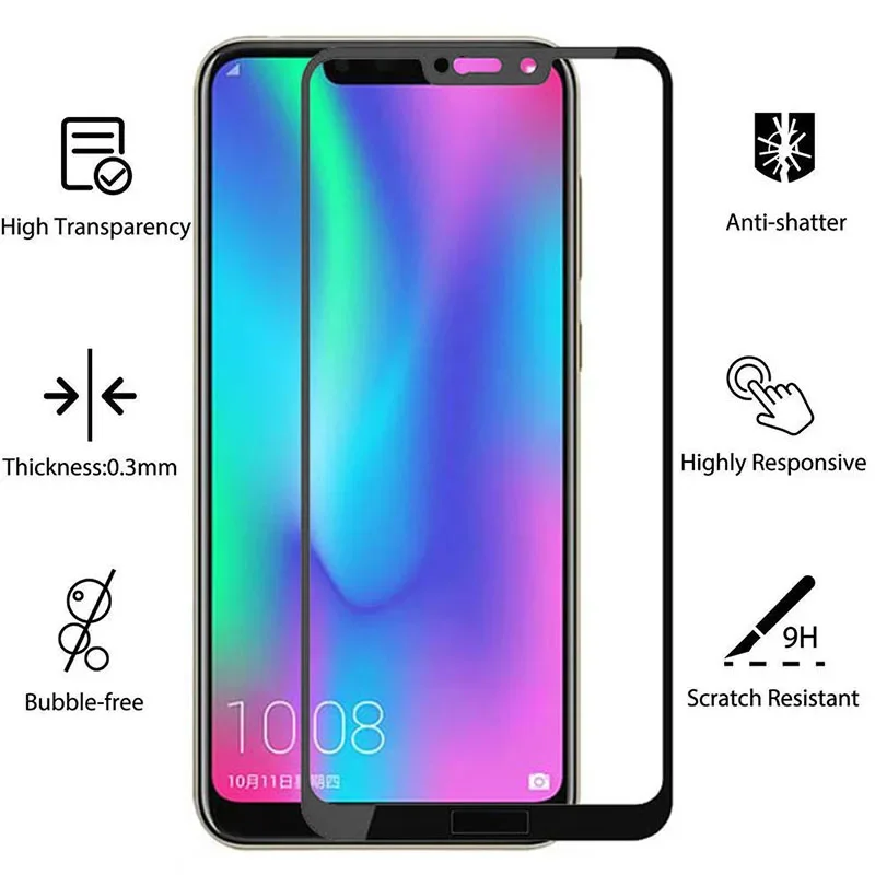 9d protective tempered glass for huawei honor 9c 9x 8c 8x screen protector on honer 8 9 c x x9 x8 c9 c8 honor8x honor9x honor9c