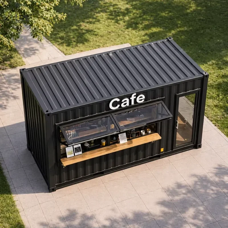 Custom Layout Modular Design Prefab Shop Steel Structure 20ft Container Coffee Shop