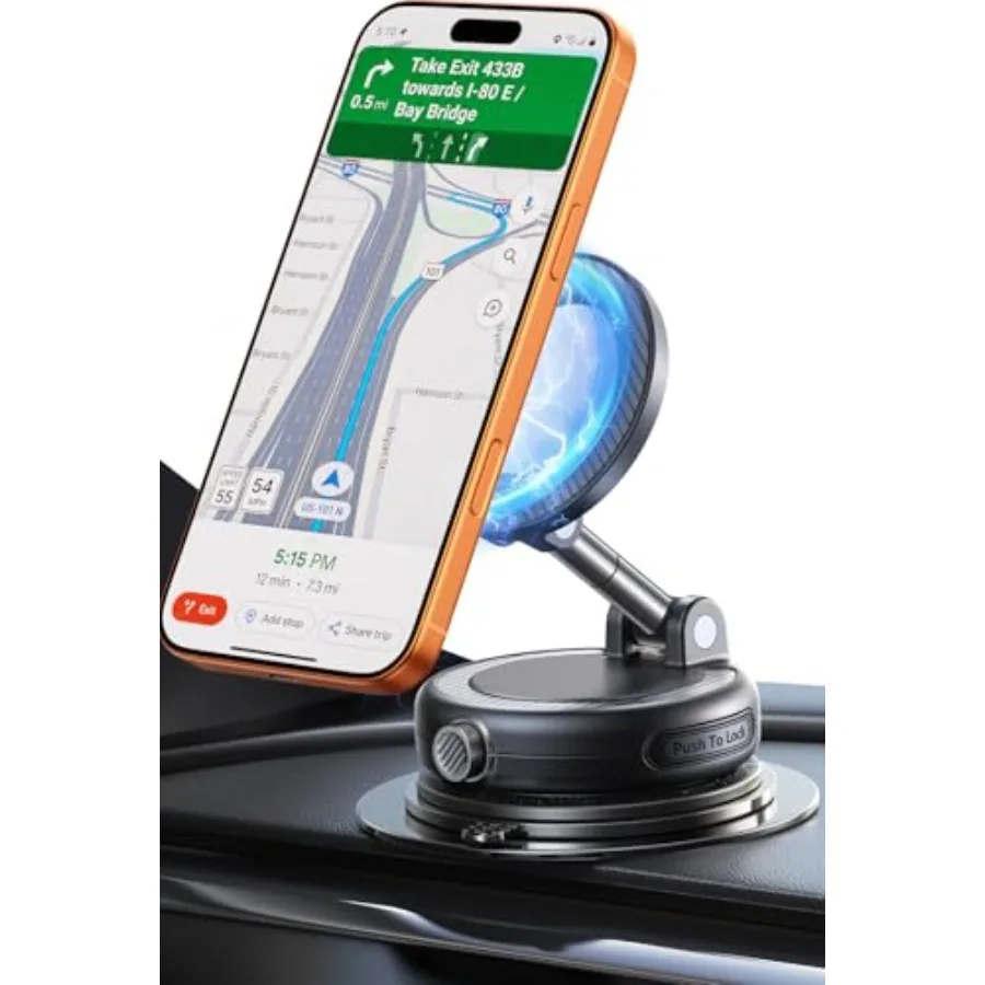 

NeverFall Car Phone Mount for MagSafe, 89lbs Vacuum Suction, Strong Magnetic Dashboard and Windshield Mount, 360° Adjustable Ph