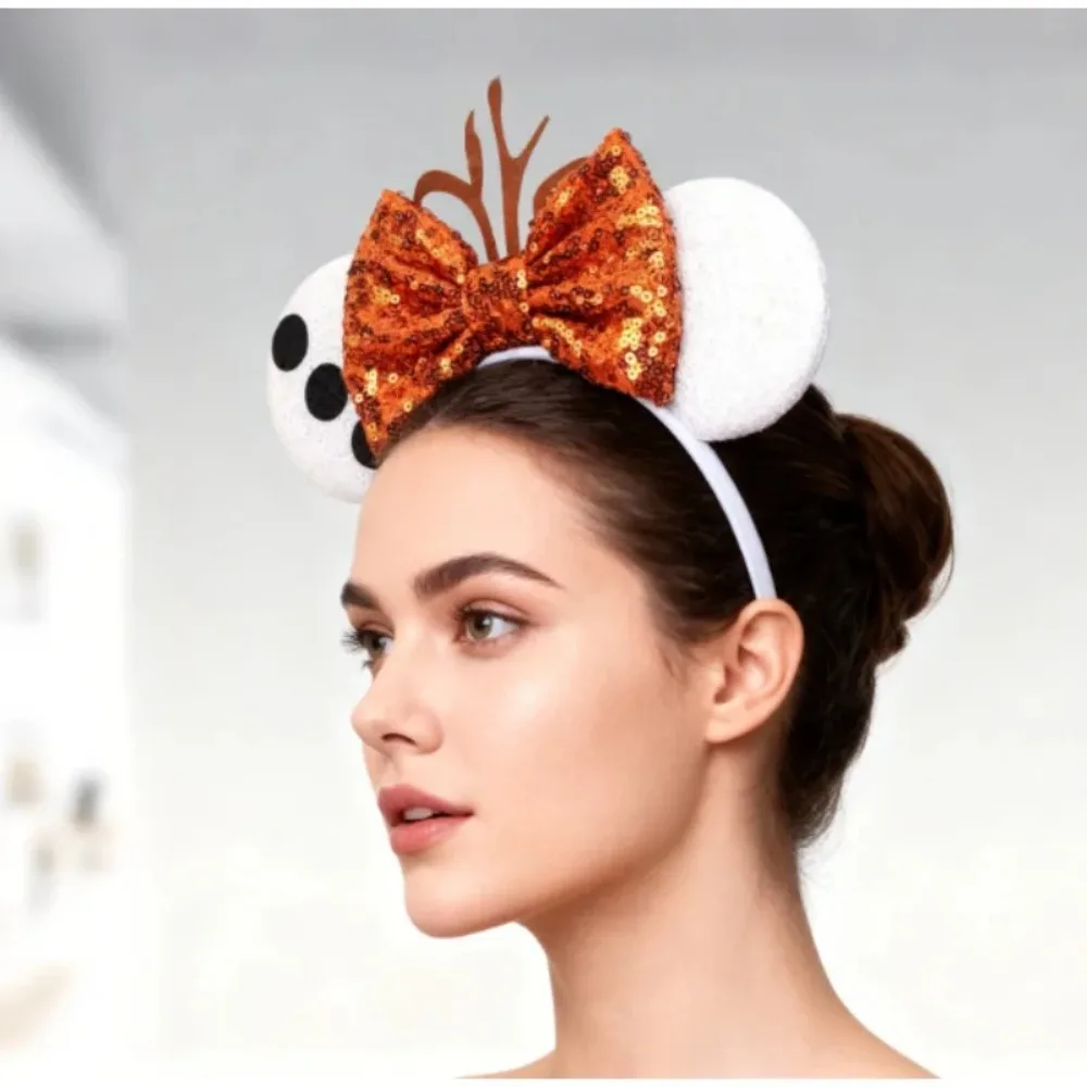 PESENAR Valentine's Day cute headdress: decorated with glittering orange sequin bow and cute antlers