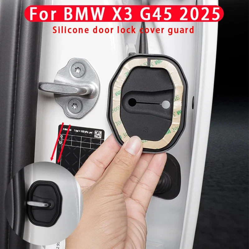 For BMW X3 G45 2025 4PCS Car Door Lock Buckle Protective Cover Shock-absorbing Protective Sleeves Anti-collision Stickers