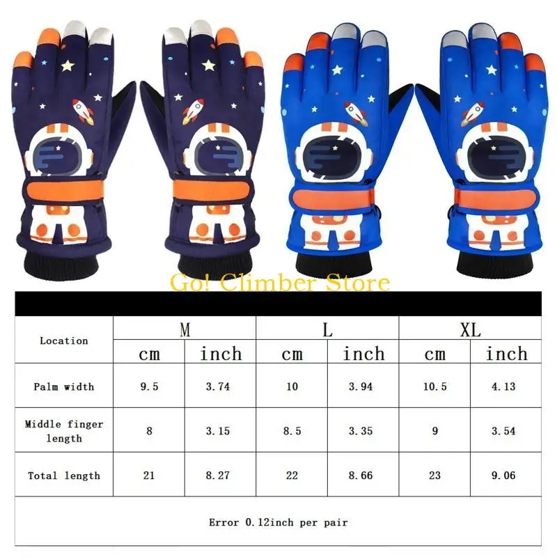 Q84C Trẻ Găng tay tuyết ấm áp Băng Mittens Phim hoạt hình ASTRONAUT IN CHO Boys Girls
