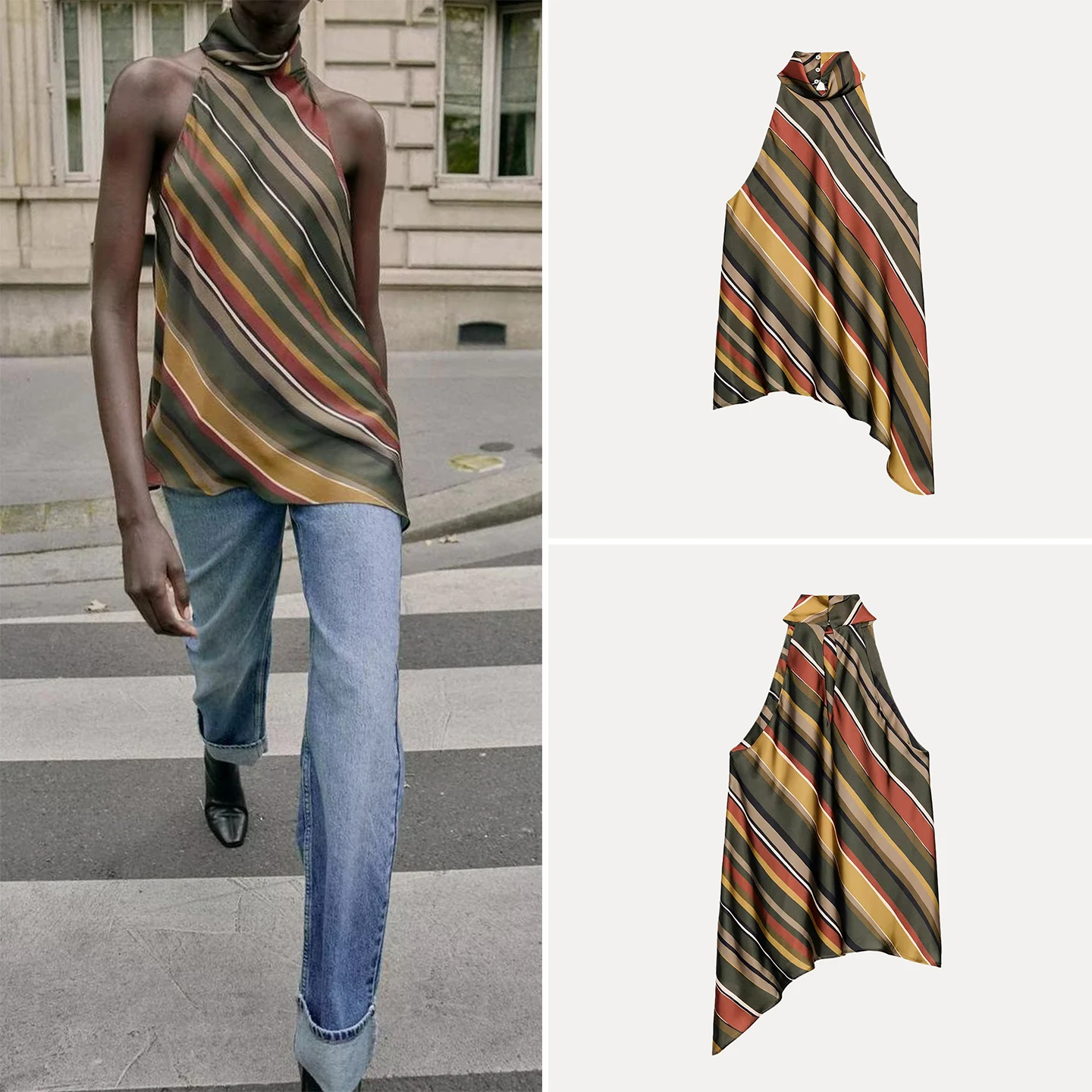 ملابس خارجية نسائية مخططة غير متماثلة أنيقة طول منتظم مادة أخرى 00% وصول خريف جديد للسيدات